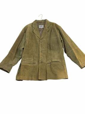Vintage Ash Creek Trading Olive Green Suede Leather Blazer Jacket Medium
